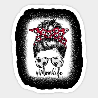 Bleached Mom Life Soccer With Leopard And Messy Bun Player Shirt Sticker